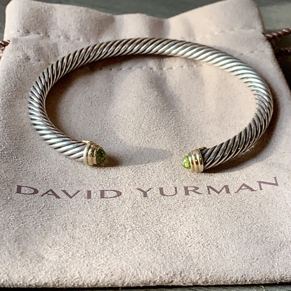 David Yurman Peridot 14k gold cuff bracelet